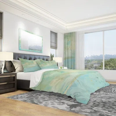 Design Art Dreaming Of The Shore Ii Duvet Cover Set In Green