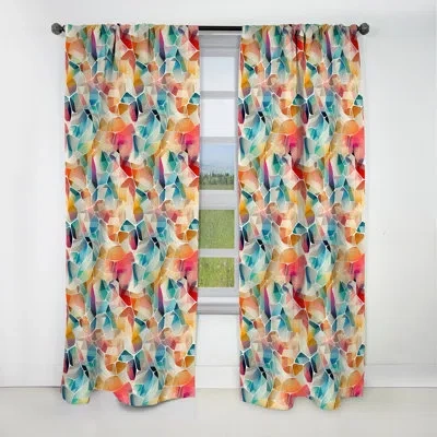 Design Art Dreamlike Multicolor Mosaic I - Abstract Curtain - Blackout Geometric Curtain - 1 Panels In Multi-color