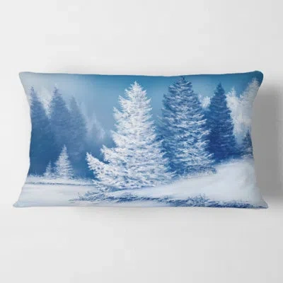 Design Art Dreamlike Spruce Forest With Snow Covered Trees Rectangular Pillow Cover & Insert