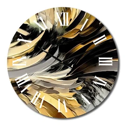 Design Art Dreams Of Abundance Black And Gold Ii Wall Clock In Black;gold