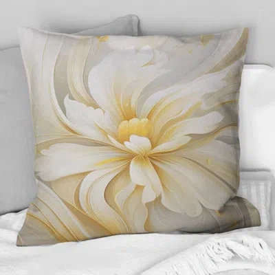 Design Art Dreamy White Digital Spring Flowers - Fractals Printed Throw Pillow