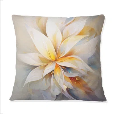 Design Art Dreamy White Digital Spring Flowers I - Fractals Printed Throw Pillow