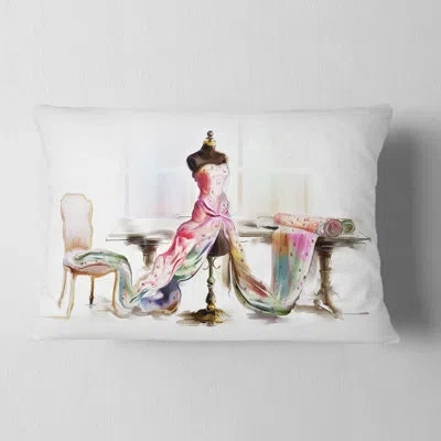 Design Art Dressed Tabletop Mannequin - Abstract Printed Throw Pillow In Brown;red