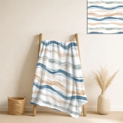 Design Art Drift Shore I – Abstract Cozy Blanket, Beach Soft Throw In Blue,orange Abstract 1