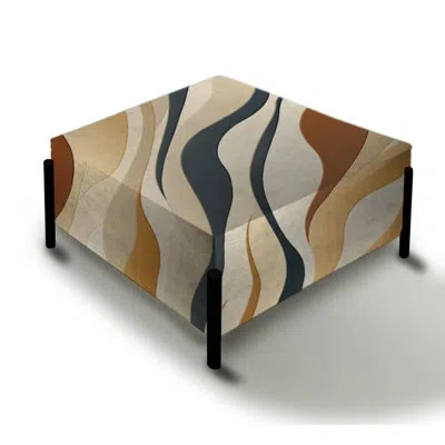 Design Art Driftwood Zen Tropical Pattern I - Tropical Large Square Ottoman In Beige