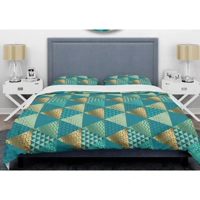 Design Art Dynamics I Mid-century Duvet Cover Set In Blue