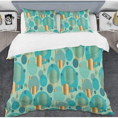 Design Art Dynamics Ii Mid-century Duvet Cover Set In Blue