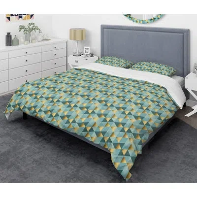 Design Art Dynamics V Mid-century Duvet Cover Set In Blue,cream