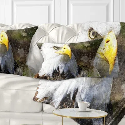 Design Art Eagle Head With Textures - Animal Printed Throw Pillow