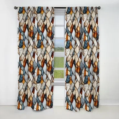 Design Art Earth Tones Marble Mosaic Elegance - Abstract Marble Marble Blackout Curtain - 1 Panels In Brown;teal
