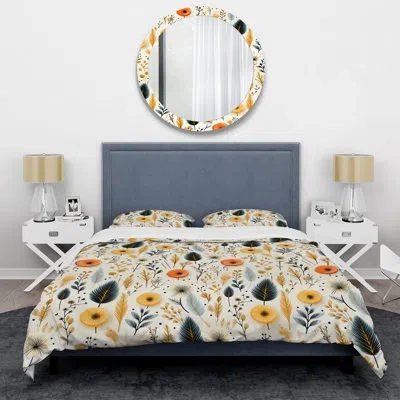 Design Art Earthy Boho Eclectic Plants I - Eclectic Duvet Cover Set In Beige