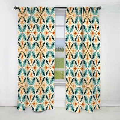 Design Art Earthy Symmetry - Abstract Curtain - Blackout Abstract Curtain - 1 Panels In Yellow;teal