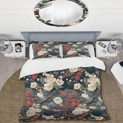 Design Art Eastern Tea Retreat - Japanese Duvet Cover Set In Green;beige