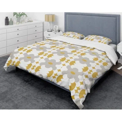 Design Art Egbert Retro Abstract Xiii Mid-century Duvet Cover Set In Yellow