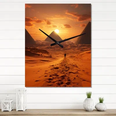 Design Art Egypt Ancient Sands Desert I - Egypt Wall Clock Oversized In Beige