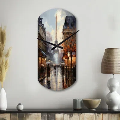 Design Art Eiffel Paris In 19 Century - Paris Asymmetrical Metal Wall Clock, Beige Cylinder Metal Wall Clock Pr
