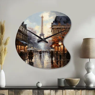 Design Art Eiffel Paris In 19 Century - Paris Asymmetrical Metal Wall Clock, Beige Unique Shape Metal Clock Pri