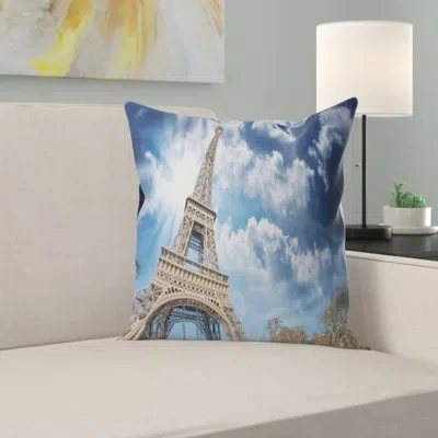 Design Art Eiffel Under Blue Sky - Cityscape Printed Pillow
