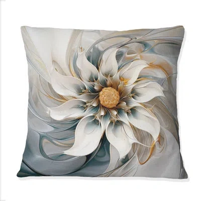 Design Art Electrifying Vibrant Fact Flowers Iii - Abstract Botanicals Printed Throw Pillow In White