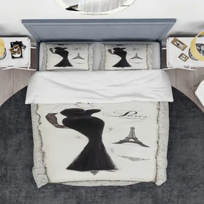 Design Art Elegance Paris Diva I Duvet Cover Set In Multicolor