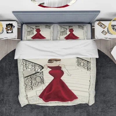 Design Art Elegance Paris Diva Iii Duvet Cover Set In Red