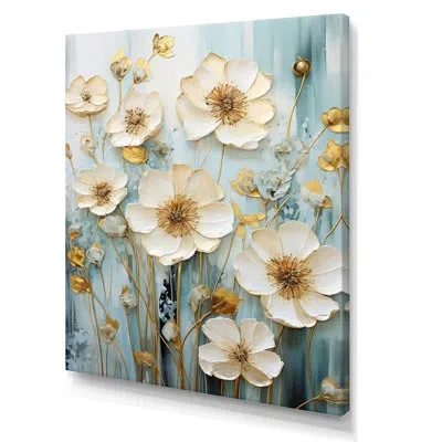 Design Art Elegant Beige Buttercups Meadow I - Buttercups Wall Decor In Wrapped Canvas