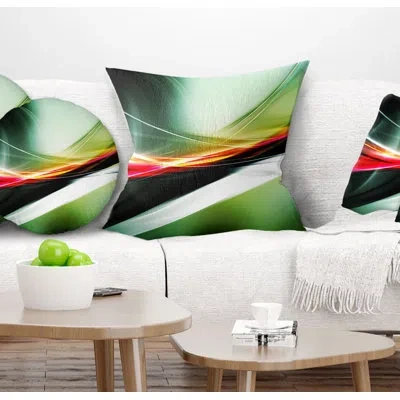 Design Art Elegant Color Pattern - Abstract Printed Pillow In Green
