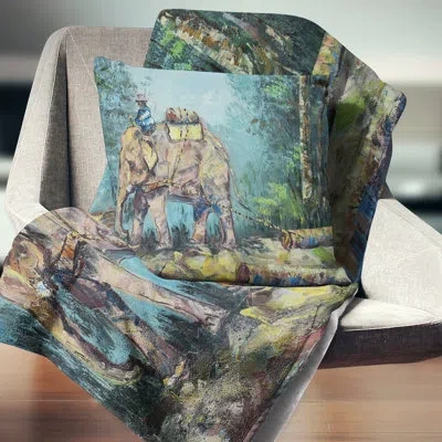 Design Art Elephant Dragging Logs - Animal Printed Pillow