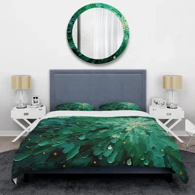 Design Art Emerald Euphoria Ii - Abstract Landscapes Duvet Cover Set - Microfiber Polyester In Green;yellow