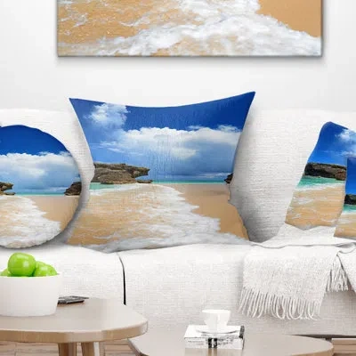 Design Art Emerald Green Of Okinawa - Sea & Shore Printed Pillow