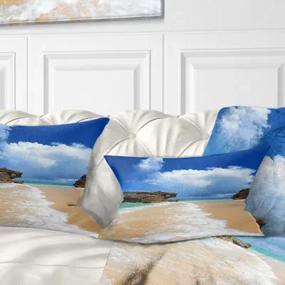 Design Art Emerald Green Of Okinawa - Sea & Shore Printed Throw Pillow