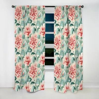 Design Art Enchanted Floristry Green Damask Panorama - Damask Curtain - Blackout Curtain - 1 Panels