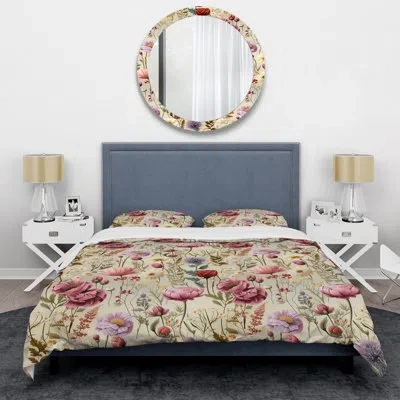 Design Art Enchanted Garden Botanical Pattern I Duvet Cover Set In Pink