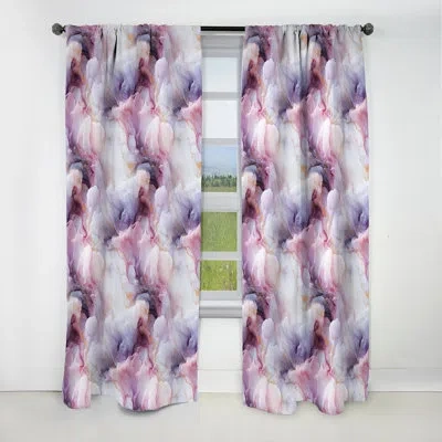Design Art Enchanted Light Purple Marble Mist - Abstract Marble Marble Blackout Curtain - 1 Panels