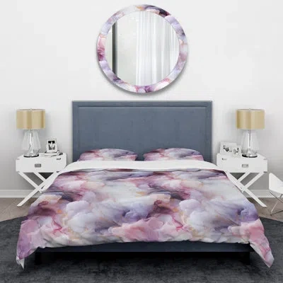 Design Art Enchanted Light Purple Marble Mist Duvet Cover Set