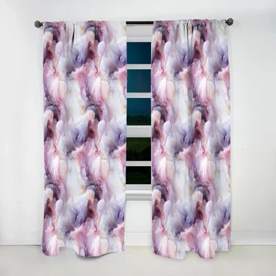 Design Art Enchanted Light Purple Marble Mist - Glam Curtain - Velvet Room Darkening - 1 Panel