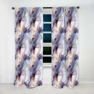 Design Art Enchanted Light Purple Marble Mist I - Abstract Marble Curtain - Velvet Room Darkening - 1 Panel