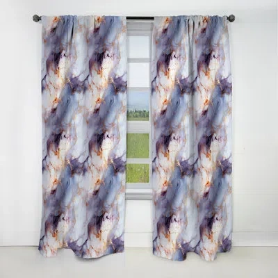 Design Art Enchanted Light Purple Marble Mist I - Abstract Marble Marble Blackout Curtain - 1 Panels