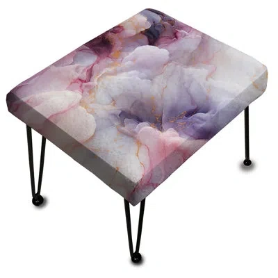 Design Art Enchanted Light Purple Marble Mist - Marble Rectangle Ottoman