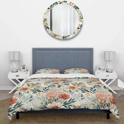Design Art Enchanted Lotus Gardens Botanical Pattern Duvet Cover Set In White