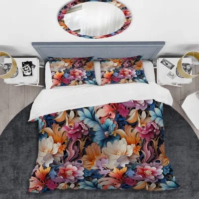 Design Art Enchanted Paisley Garde Marble Pattern Bedding In Multicolor