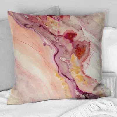 Design Art Encounters At Redden Point I - Abstract Liquid Ink Printed Throw Pillow In White;red