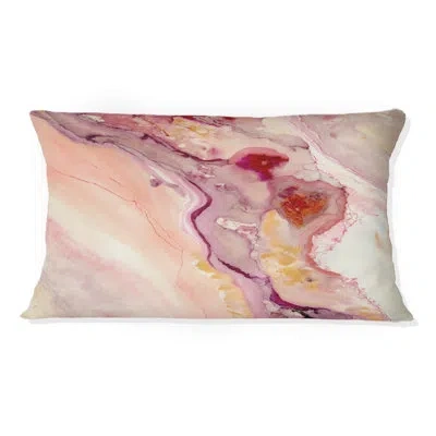 Design Art Encounters At Redden Point I - Abstract Liquid Ink Printed Throw Pillow In White;red