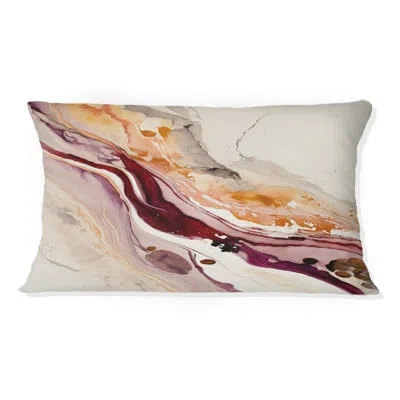 Design Art Encounters At Redden Point Ii - Abstract Liquid Ink Printed Throw Pillow In White;red