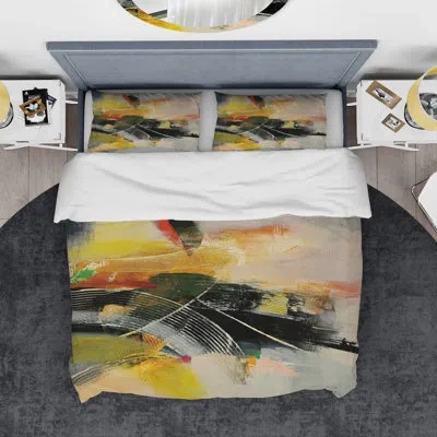 Design Art End Of The Orange Rainbow I - Modern & Contemporary Duvet Cover Set - Microfiber Polyester In Multicolor