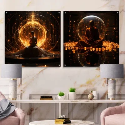 Design Art Enlightenment Glow - Buddhism Acrylic Wall Art Glass Set Of 2