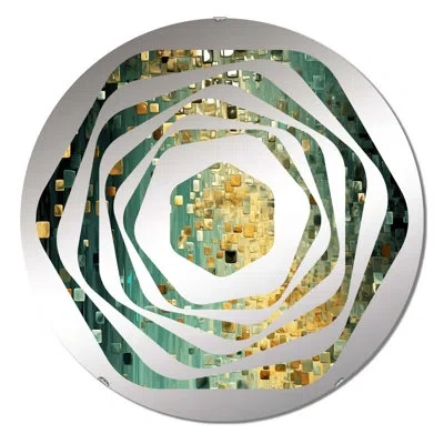Design Art Ephemeral Light Vintage Cubist Abstract Blue Iii - Amorphe Decorative Mirror In Gold;green