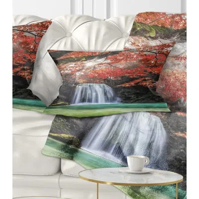 Design Art Erawan Waterfall - Landscape Printed Throw Pillow
