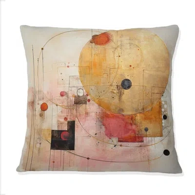 Design Art Escape To Serenity Vintage Gold Watercolor Iii - Abstract Geometric Printed Throw Pillow In Pink;gold