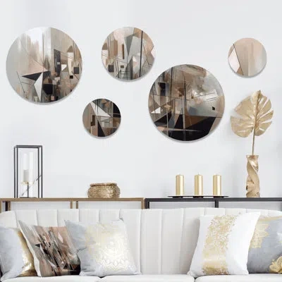 Design Art Essence Of Abstract Cubism I - Abstract Cubism Metal Wall Décor In Brown;gray